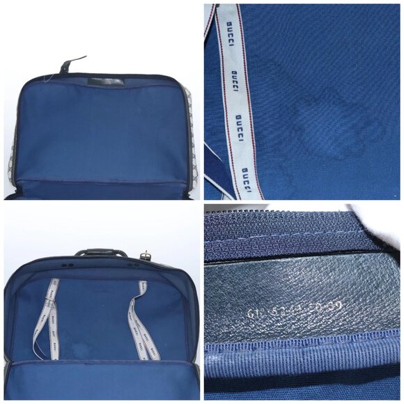 GUCCI GG Supreme Travel Case PVC Leather Navy Gold Auth - Picture 13 of 15